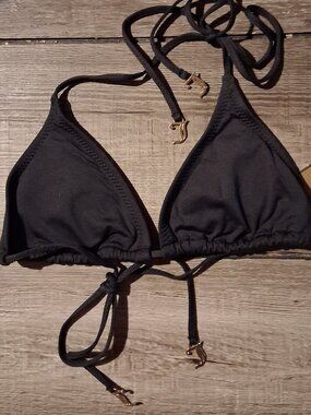 NEW JUICY COUTURE XS BLACK BIKINI TOP $68 extra small petite